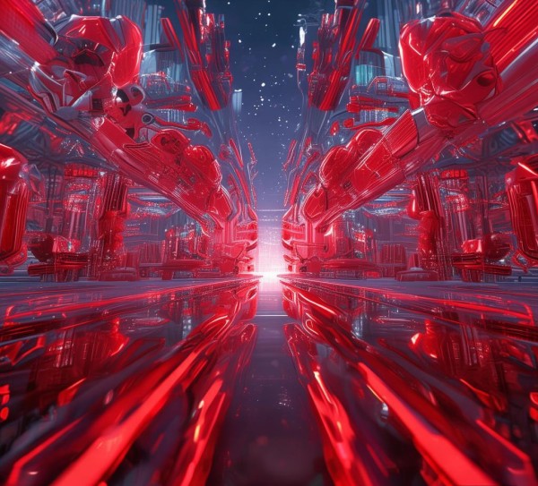 红色未来科技动态壁纸4k超清，科技与红色的交响，构建沉浸式未来视觉体验